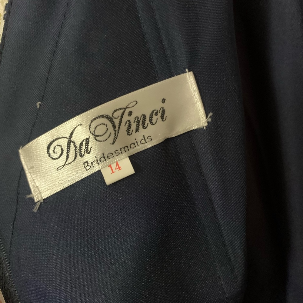 Da Vinci sz14 White Lace & Navy Chiffon Mermaid Bridesmaids Dress Floor Length - Picture 10 of 13